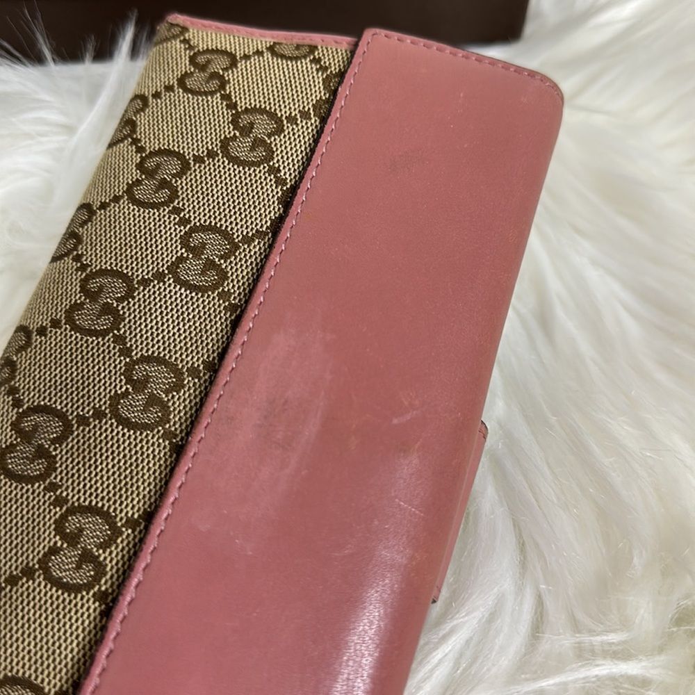 Gucci GG Canvas Pink Leather Heart Bifold Long Wallet with Box - Picture 9 of 15